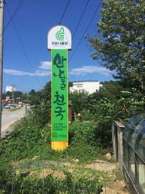 Sign  at Mountain Veg Table in Gangreung