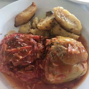 Stuffed peppers at Vitamins Taverna in Corfu