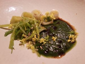 leeks, fennel, rapeseed and tamari at 't Aards Paradijs in Merendree