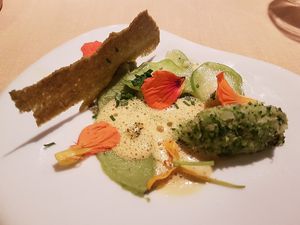 broccoli besengek, pasta with Morrocan herbs at 't Aards Paradijs in Merendree