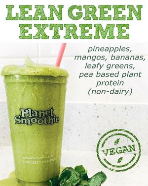 Lean Green Extreme is one of our delicious Vegan Protein Smoothies.   Add Pea Protein to any of our 35+ smoothies.  Customize with almond milk and superfoods. at Tasti D Lite and Planet Smoothie in Santa Monica