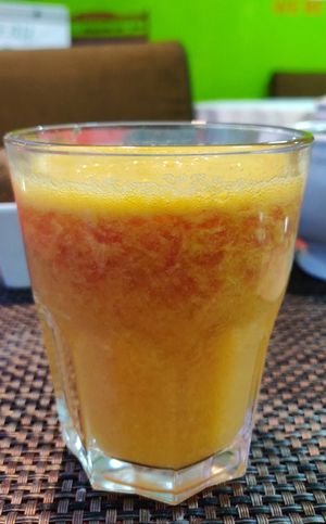 Orange, pear, lychee and ginger juice! at Veganation in Antwerpen