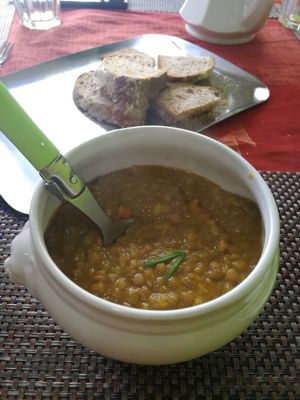 Soup was 2nd course, tasty lentil at Veganation in Antwerpen