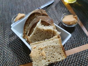 This bread was incredible! And local. The pate is like tuna pate, wonderful! at Veganation in Antwerpen