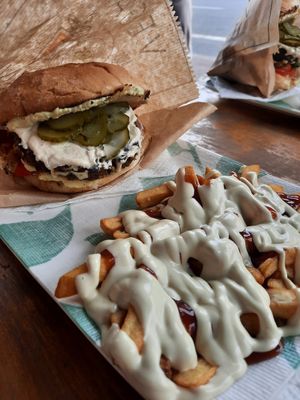 Cheese Burger, so delicious 😋 at Vegan 365 Kitchen in Skopje