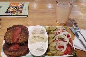 What I ordered; top sauce was a bit wonky in taste but still delicious. Everything was exquisite at Vegan 365 Kitchen in Skopje