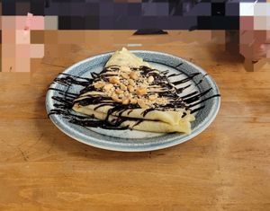 Snickers Crepes - super yummy! at Vegan 365 Kitchen in Skopje