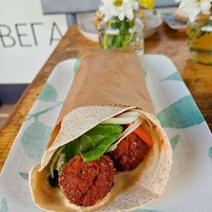 Falafel wrap at Vegan 365 Kitchen in Skopje