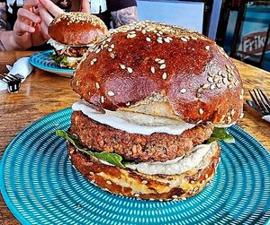 Veggieburger at Vegan 365 Kitchen in Skopje