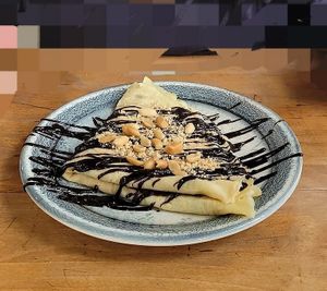 Snickers crêpe at Vegan 365 Kitchen in Skopje