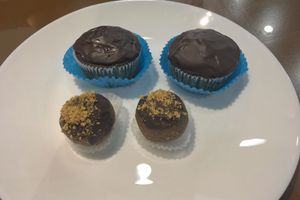 Vegan muffin and energy ball at Vegan 365 Kitchen in Skopje