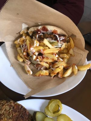 burger & fries at Vegan 365 Kitchen in Skopje