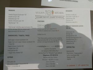 The menu as of July 2019 at Vegan 365 Kitchen in Skopje