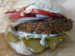 Veggieburger at Vegan 365 Kitchen in Skopje
