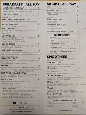 Breakfast and smoothies at Tribal All Day Cafe in Dallas