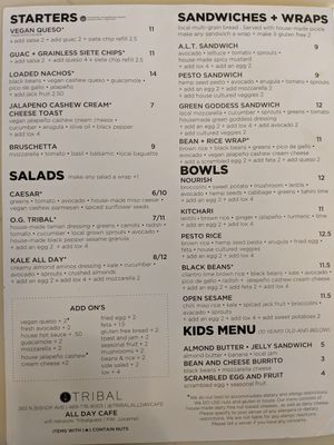 Lunch and dinner at Tribal All Day Cafe in Dallas