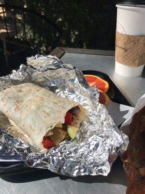 Vegan Breakfast Burrito (requested no eggs added potatoes) at Looney Bean in Bishop