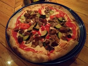 vegan pizza with Daiya cheese at Pizzeria & Trattoria da Lino in Santa Fe