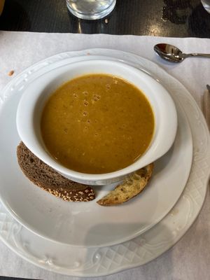 Cream of vegetable soup  at Garibolo in Bilbao