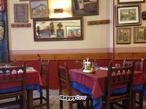 View of the restaurant- very colourful and pleasant. at Garibolo in Bilbao