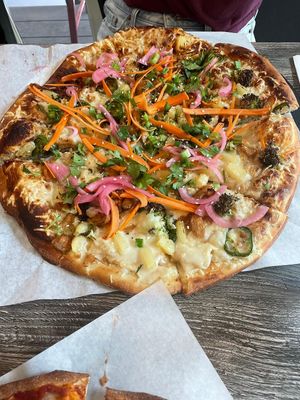 Vegan Bangkok pizza at Red House Pizza in San Diego