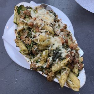 vegan chicken pesto pasta😍  at Red House Pizza in San Diego