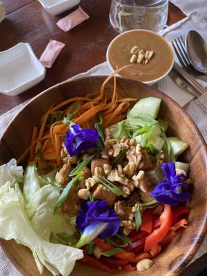 Peanut Noodle Salad (noodles are hidden underneath)  at Luca Loko in San Juan Siquijor