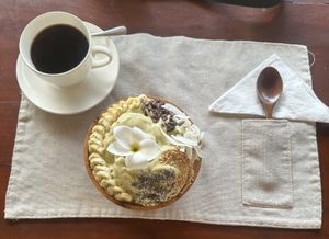 Coffee, matcha moringa bowl  at Luca Loko in San Juan Siquijor