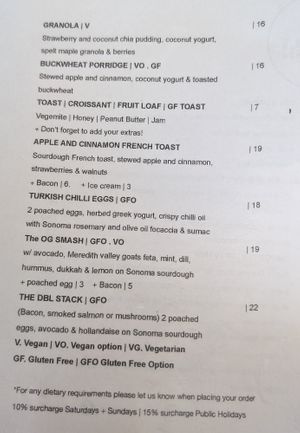 Menu as of December 2024 at Dbl Ristretto in Springwood