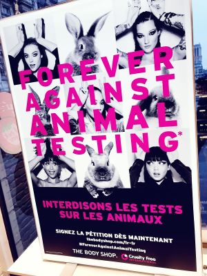 100% against animal testing! at The Body Shop - Rivoli in Paris