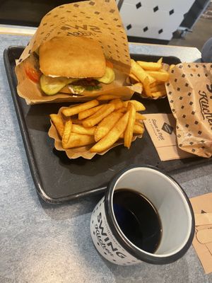 Chicago edge + fries  at Swing Kitchen - Währinger Straße in Vienna