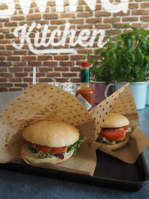 Two vegan schnitzel at Swing Kitchen - Währinger Straße in Vienna