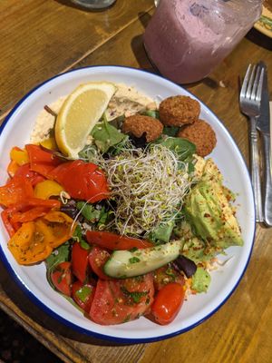 Buddha Bowl with falafel at Red Onion Cafe in Ruislip