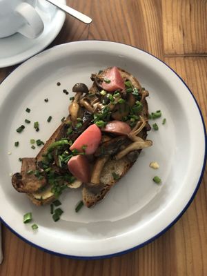 Mushroom toast  at Jaskolka in Warsaw