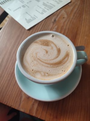 Oat latte at Jaskolka in Warsaw