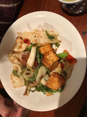 Spicy tofu and vegetables  at Monpan Shokudo in Kyoto