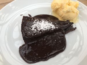 Delicious chocolate cake  at Orchid Garden in Jerusalem