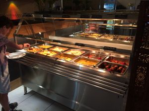 Hot dishes.  Kofta balls, dhal, coconut curry, some pasta and a delicious pudding when we visited. at Govindas - Surfers Paradise in Surfers Paradise