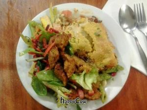 vegan lasagna and salads = yum! at Govindas - Surfers Paradise in Surfers Paradise