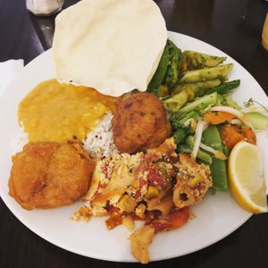 This was only the first plate... so delicious! Loved the dhal, and the fried potatoes were amazing :-) at Govindas - Surfers Paradise in Surfers Paradise