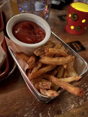 The fries are delicious (and generously portioned)  at Zenbarn in Waterbury Center