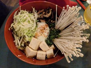 Mushroom tofu veg miso broth ramen at Zenbarn in Waterbury Center