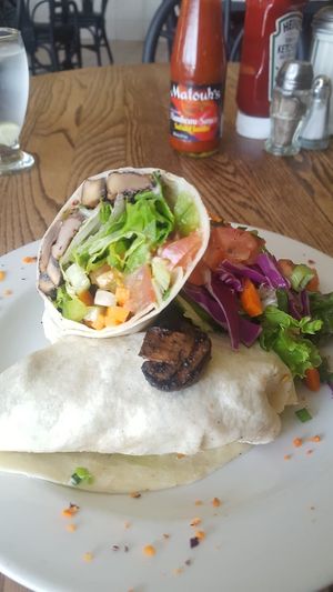 Mushroom avocado wrap at Jamaican Kitchen in Kamloops