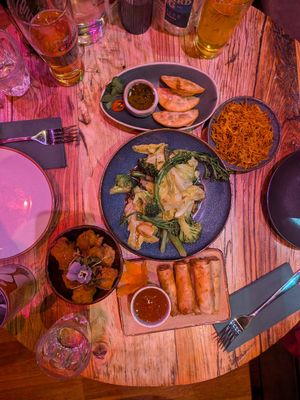 Thai tapas: tofu, greens, pasties, potato nest, spring rollssss at Mango Thai - Portswood in Southampton