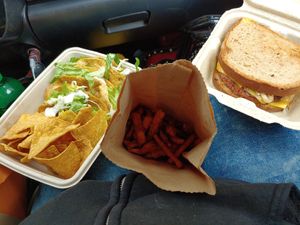 Tacos, sweet potato fries, beyond burger melt at Veggie Grill in Chicago