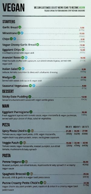 menu at La Porchetta in Altona Meadows