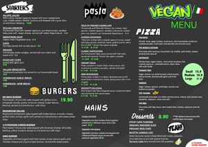 vegan menu at La Porchetta in Altona Meadows