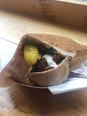 Filled pitta before I bit into it!! at Humpit in York