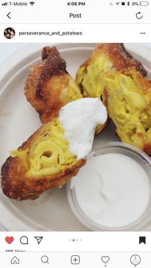 Mac n Cheese Veggrolls  at Root to Rise Kitchen in Minneapolis