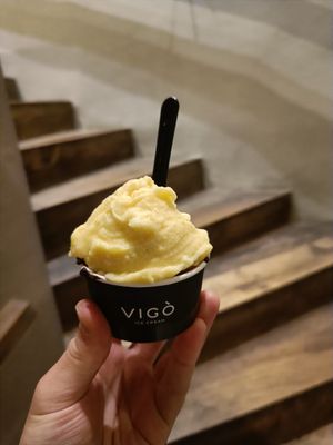 Passion fruit and chocolate with orange at Vigo Ice Cream in Ljubljana